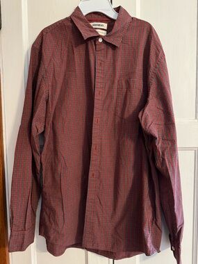 Goodthreads Dark Orange/Rust and Black Plaid Long-Sleeve Button-Down Shirt
